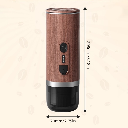 Portable Electric Espresso Coffee Machine Cordless Heating 3oz Single Serve Mini Coffee Maker with 3-IN-1 Coffee Powder/N Capsule/DG capsulee Bin 92℃ Smart Brew 20Bar Pump Pressure 7500mAh Battery 