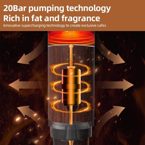 Portable Electric Espresso Coffee Machine Cordless Heating 3oz Single Serve Mini Coffee Maker with 3-IN-1 Coffee Powder/N Capsule/DG capsulee Bin 92℃ Smart Brew 20Bar Pump Pressure 7500mAh Battery 