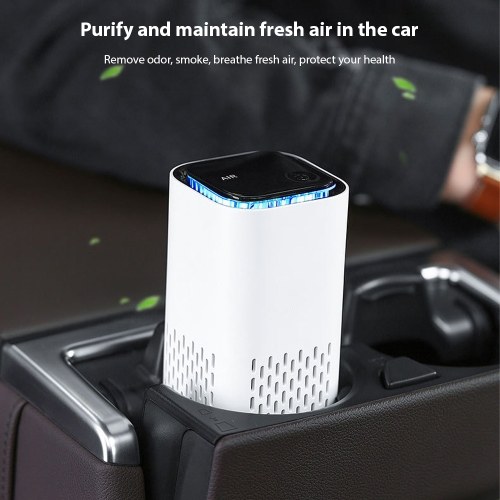 Air Purifier for Home Bedroom Portable Car Negative Ion Air Cleaner with Atmosphere Light Touch Control Type-C Power Supply Small Travel Air Purifier for Office Living Room 