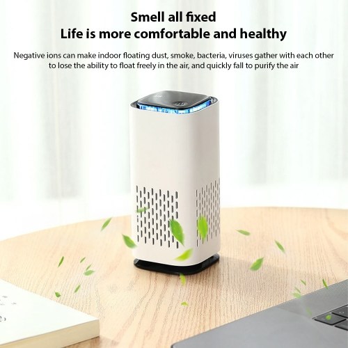 Air Purifier for Home Bedroom Portable Car Negative Ion Air Cleaner with Atmosphere Light Touch Control Type-C Power Supply Small Travel Air Purifier for Office Living Room 