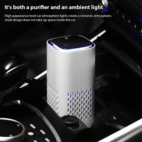Air Purifier for Home Bedroom Portable Car Negative Ion Air Cleaner with Atmosphere Light Touch Control Type-C Power Supply Small Travel Air Purifier for Office Living Room 