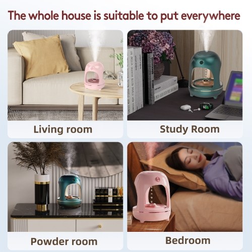 Anti Gravity Humidifier with Night Light 700ml Water Drip Humidifier Quiet Air Humidifier 360 Degree Wide-angle Fog Outlet Humidifier for Living Room Bedroom Office Smart Anti-dry Burning Type-C Power Supply 