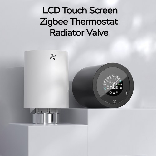LCD Digital Thermostatic Radiator Valve for Tuya Zigbee APP Mini Radiator Valve Smart Temperature Controller Automatic Radiator Voice Control Thermostat Control Switch Touch Screen 