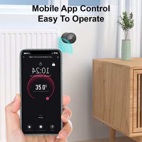 LCD Digital Thermostatic Radiator Valve for Tuya Zigbee APP Mini Radiator Valve Smart Temperature Controller Automatic Radiator Voice Control Thermostat Control Switch Touch Screen 