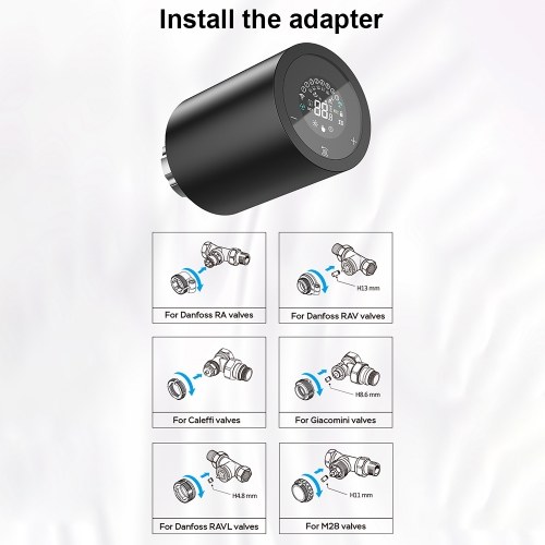 LCD Digital Thermostatic Radiator Valve for Tuya Zigbee APP Mini Radiator Valve Smart Temperature Controller Automatic Radiator Voice Control Thermostat Control Switch Touch Screen 