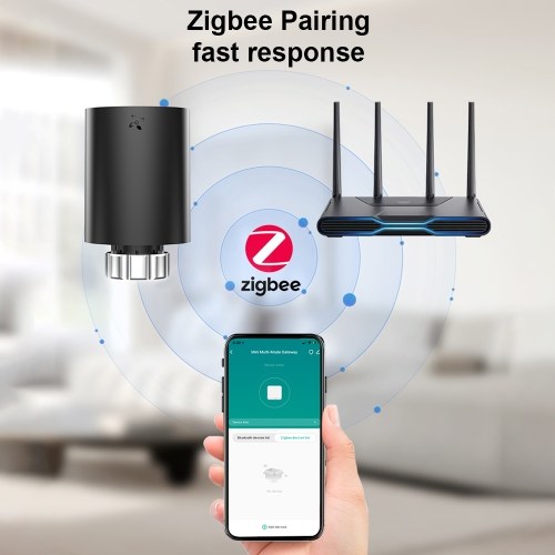 LCD Digital Thermostatic Radiator Valve for Tuya Zigbee APP Mini Radiator Valve Smart Temperature Controller Automatic Radiator Voice Control Thermostat Control Switch Touch Screen 