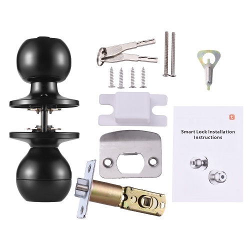Smart Lock Keyless Entry Door Lock Fingerprint Door Knob TY App Remote Operation Type-C Port Rechargeable Battery BT 3-in-1 Fingerprint/Key/App Door Lock for 35-55mm Office Home Bedroom Door 