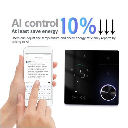Smart Thermostat for House Electric Floor Heating WiFi AC thermostat with LED Digital Touch Screen Support AI Smart Learning APP Control 