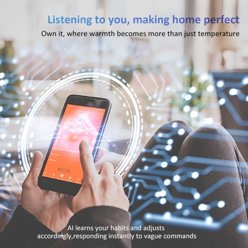 Smart Thermostat for House Electric Floor Heating WiFi AC thermostat with LED Digital Touch Screen Support AI Smart Learning APP Control 