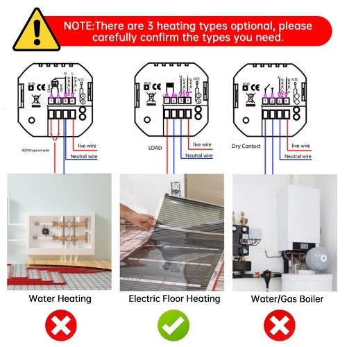 Smart Thermostat for House Electric Floor Heating WiFi AC thermostat with LED Digital Touch Screen Support AI Smart Learning APP Control 