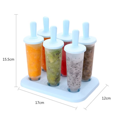 

6 Push Up Ice Cream Popsicle Maker Molds Sets DIY Round Shape Frozen Icy Ice Lolly Holder Tray Cool Summer Storage Box Snacks Cont