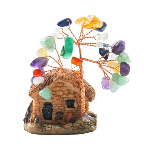 

House Model Copper Wire Crystal Natural Gemstone Money Tree