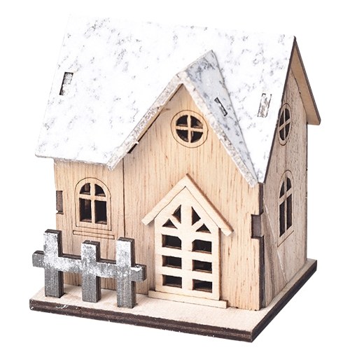 

Small Wooden House Desktop Decoration Luminous Wood Craft Ornament