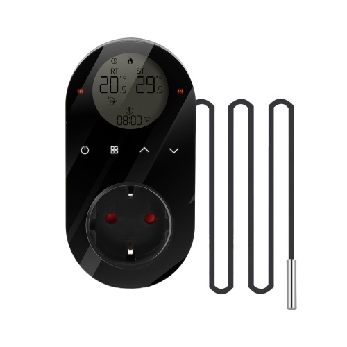 Tomada de saída do termostato digital 16A Controlador de temperatura da tomada 5+1+1 Seis períodos e modo de aquecimento e resfriamento