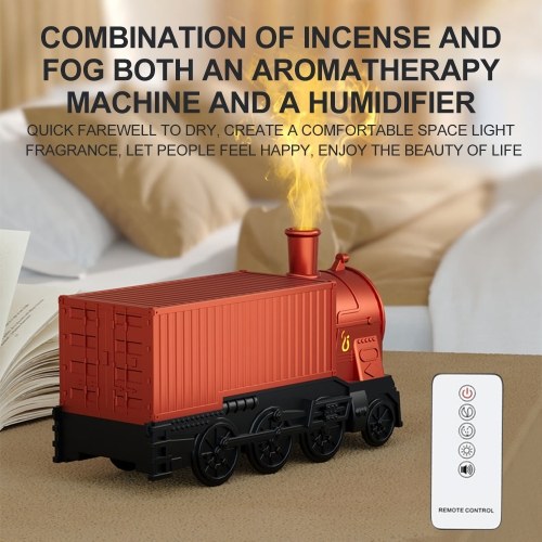 

Vintage Container Train Essential Oil Diffuser with Remote Control for Home 300ml Large Opening Aromatherapy Diffuser with 2 Type Spray 8 Light Mode Room Office Hotel Scent Diffuser Decor