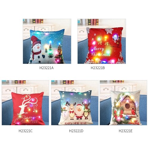 

18 * 18 inches / 45 * 45cm Linen Colorful LED Light Christmas Cushion Cover Decorative Sofa Car Throw Pillow Case Pillowcase