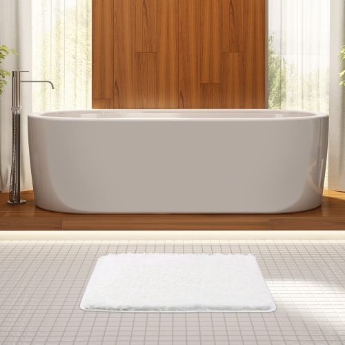 

50 * 80cm Rectangular Soft Plush Bathroom Rug Non-slip Water Absorbent Shaggy Shower Mat Bathmat Bath Toilet Rug Grey
