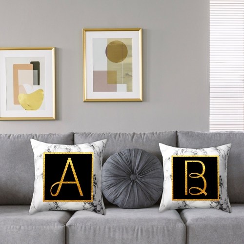 

Marbled Golden Letters Pillowcase Sofa Pillow Cushion Cover 45 * 45cm