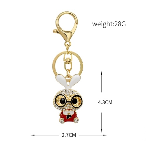 

Animal Style Alloy Crystal Rhinestone Key Chain Hollow Shining Key Ring with Clip Hook Handbag Purse Car Pendant Ornament Decor--Cat