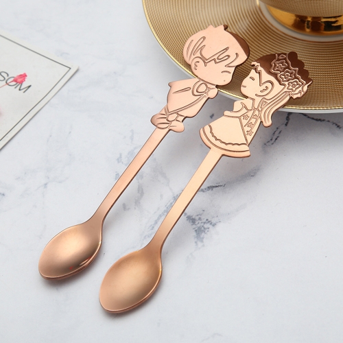 

2PCS Свадебный кофе Чай Измерение ложки подарок Нержавеющая сталь Столовая посуда Lover Ужин Посуда Дети Радуга Золотой торт Десер