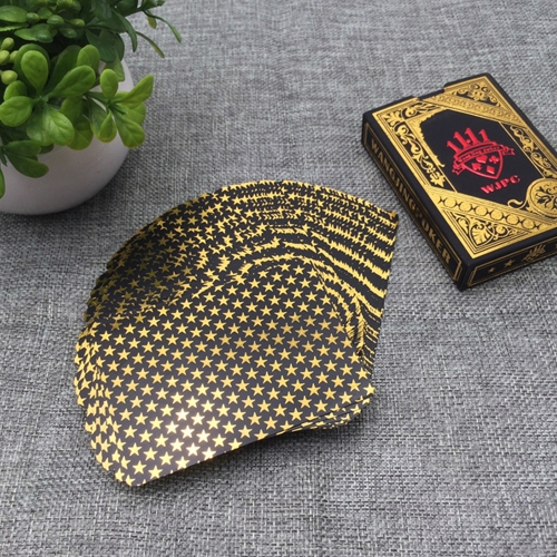 

55pcs/deck Waterproof Luxury Black Gold Foil Plated Poker Premium Matte Plastic Board Games PVC Bronzing Playing Cards Set Casino