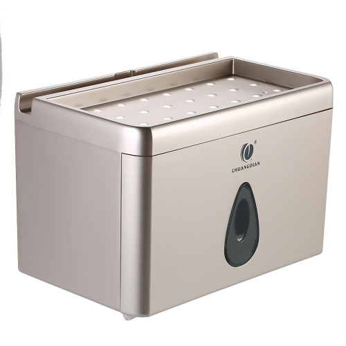 

CHUANGDIAN Multi-functional Wall-mounted Tissue Dispenser Bathroom Toilet Paper Box Holder for Small Roll Paper