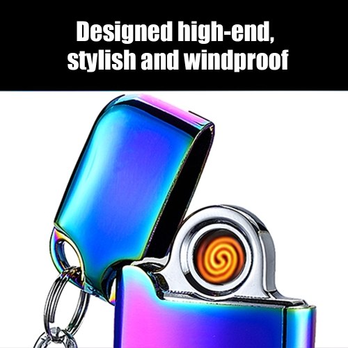 

USB Rechargeable Double-sided Electronic Hit Fire Machine Windproof Flameless Mini Keychain Metal Smoking Lighters with Heating Wire