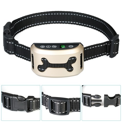 

Воротник коры Перезаряжаемый ошейник с звуковым сигналом / вибрацией / безопасный ударный режим для остановки малых средних крупных собак Лай