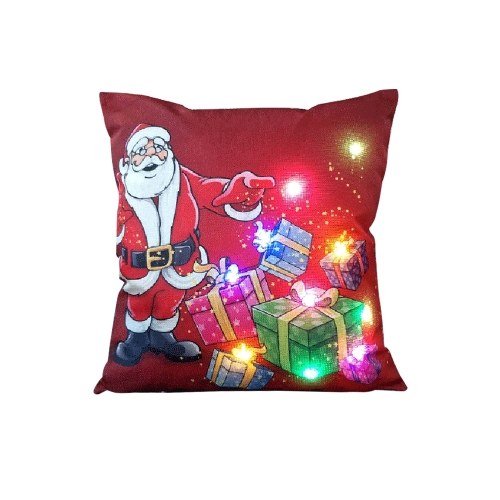 

18 * 18 inches / 45 * 45cm Linen Colorful LED Light Merry Christmas Cushion Cover
