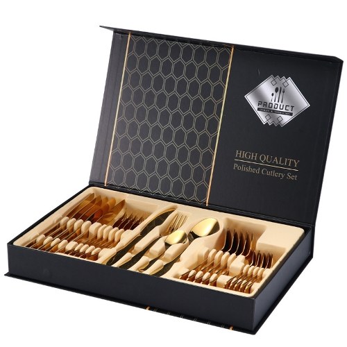 

24pcs Western Steak K nife Fork Spoon Gift Box Set Stainless Steel Tableware Set