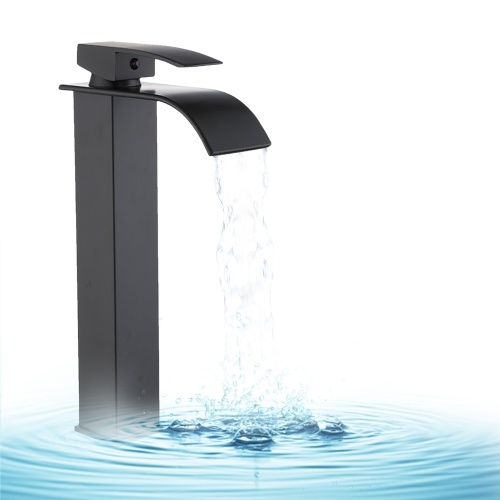 Waterfall Faucet Bathroom Sink Faucet Brass Basin Water Tap High Single Lever Mixer Tap Hot & Cold Mix Washbasin Tap With 2 Hose