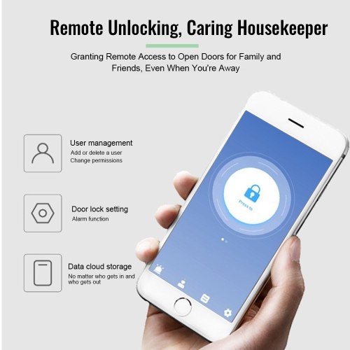5-in-1 Unlock Smart Door Lock Keyless Entry Biometric Door Knob with Keypad BT Tuya App Remote Control Password Fingerprint Door Lock with IC Card Mechanical Key  for Home Apartment Hotel Office 