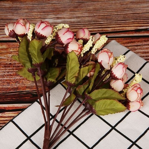 

15Pcs Rose Buds Simulation Star Bracts Bouquet Silk Artificial Flowers