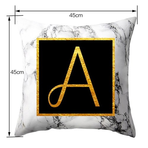 

Marbled Golden Letters Pillowcase Sofa Pillow Cushion Cover 45 * 45cm
