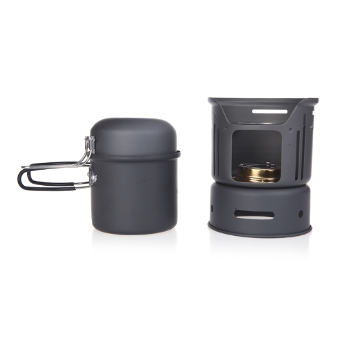 

1-2 People Portable Outdoor Kitchenware Set 7 Pieces Camping Hiking Picnic Cooking Utensil Spirit Stove Pot Bowl Windshield