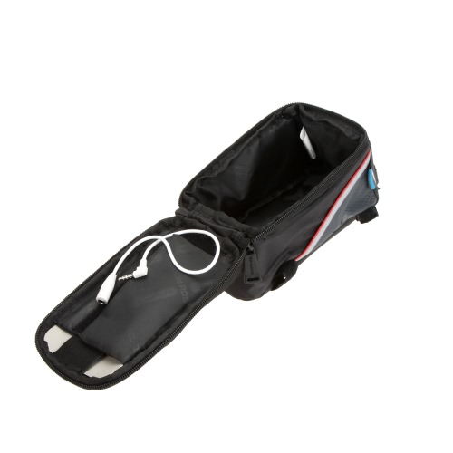 

Roswheel Bike Bicycle Frame Front Tube Bag Transparent PVC with Audio Extension Line for 5.5“ Cellphone Red