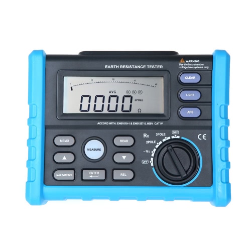 Earth Ground Resistance Tester Voltage Meter 2&3pole Modes 0～4.00kΩ 0V～200V