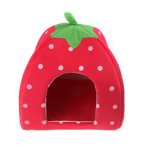 

Soft Strawberry Pet Dog Cat Bed House Kennel Doggy Warm Cushion Basket Red