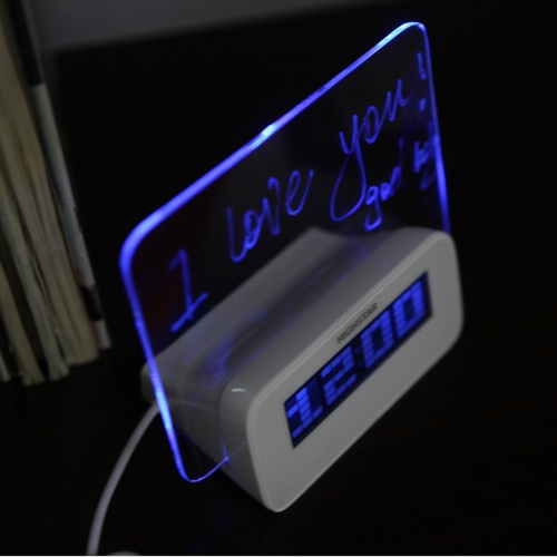 LED Digital Fluorescent Message Board Clock Alarm Temperature Calendar ...