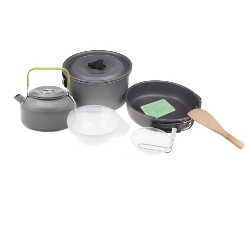 Set Pot Camping En Plein Air En Aluminium Oxyde  Ustensiles de Cuisine pour Pique-nique Barbecue Randonnée Set Bouilloire  Café Théière  Tout en Un pour 2 - 3 personnes