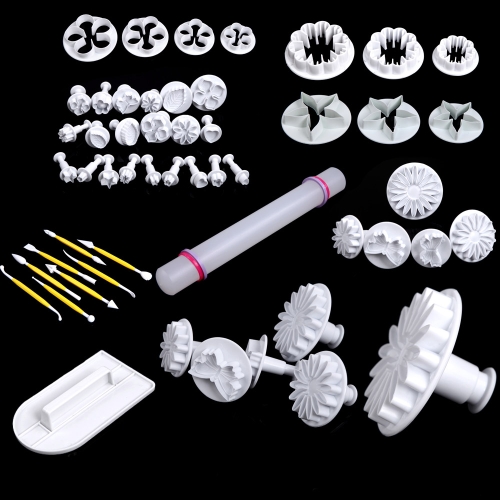 46pcs Gâteau Fondant gumpaste gaufrage modélisation Artisanat Décoration Outils Set