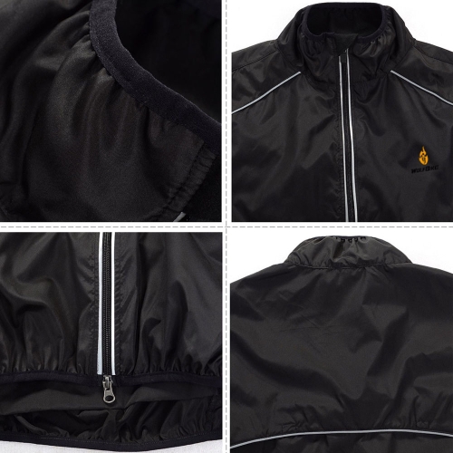 

WOLFBIKE Cycling Jersey Men Riding Breathable Jacket Cycle Clothing Bike Long Sleeve Wind Coat Black M