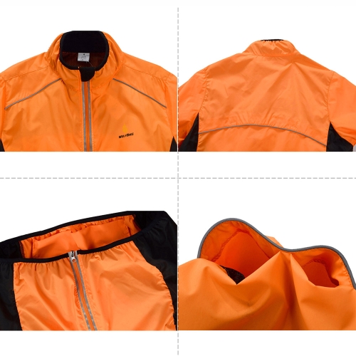 

WOLFBIKE Cycling Jersey Men Riding Breathable Jacket Cycle Clothing Bike Long Sleeve Wind Coat Orange 3XL