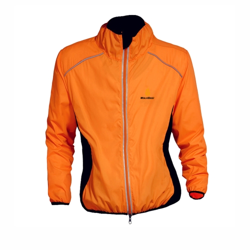 WOLFBIKE Ciclismo Jersey hombres chaqueta transpirable ciclo ropa bici larga manga de viento abrigo naranja XL