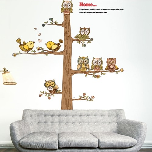 Dessin animé de chouettes Sticker autocollant Stickers Mural bricolage papier peint chambre vignette 60 * 90cm