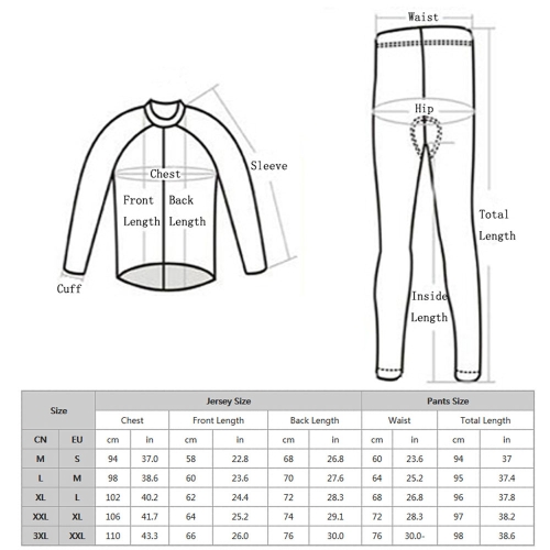 

Cycling Clothing Set Sportswear Bicycle Bike Outdoor Long Sleeve Jersey + Pants Breathable Men