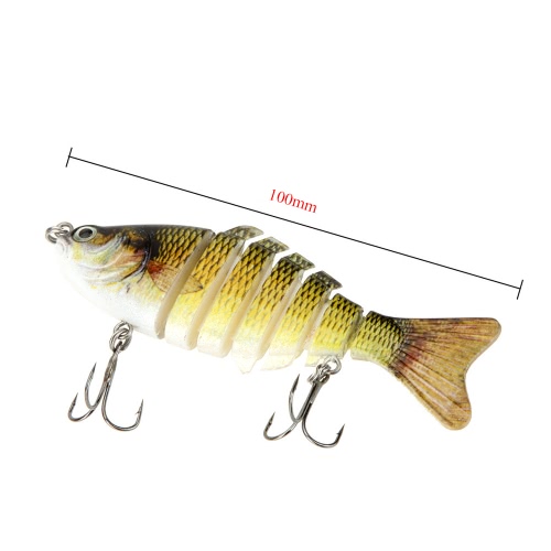 

100mm 13g 3.9" 7 Segments Multi-Jointed Hard Fishing Lure Life-like Swimbait Crank Bait 2 Treble VMC Hooks