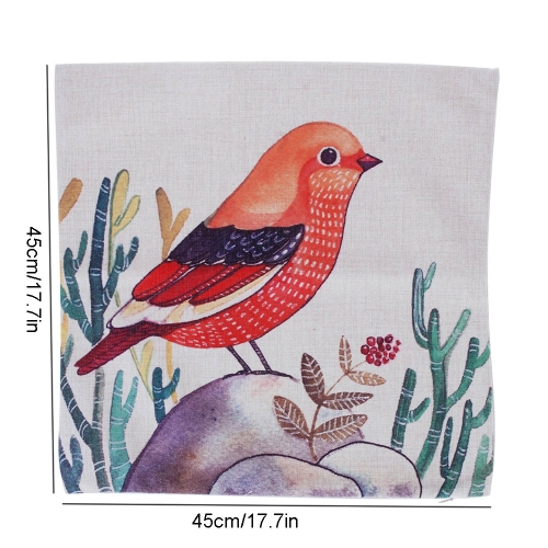

Simple Rural Style Bird Cotton and Linen Pillowcase Back Cushion Cover Throw Pillow Case for Bed Sofa Car Home Decorative Decor 45 * 45cm