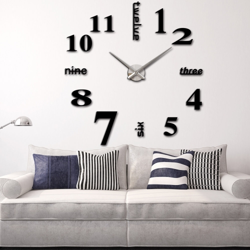 Modern Diy Wall Clock Large Watch Decor Stickers Set Mirror Effect Modern Diy Wall Clock Large Watch Decor Stickers Set Mirror Effect Acrylic Glass Decal Home Removable Decoration