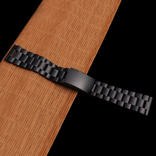 

Black Stainless Steel Watchband Deployment Clasp Straight Ends Watch Strap Replacement 18mm